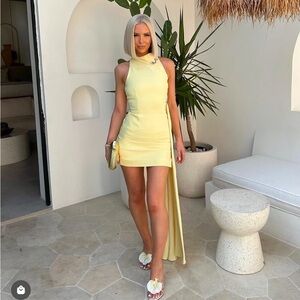 House of‎ CB   'Marla' Lemon Halter Mini Dress NWOT size L